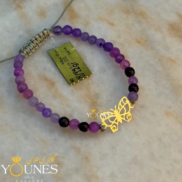 دستبند پروانه مینیمال طلا لیزری